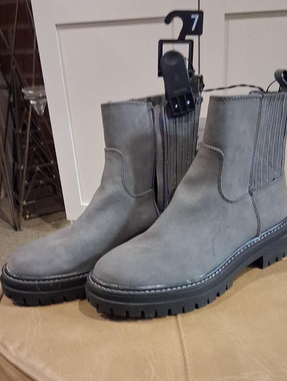 Time And Tru Grey Suede Chelsea Boots - Classic Slip-On Ankle Boot